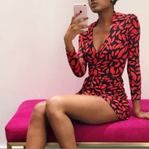 ♥️… DIANE VON FURSTENBERG DVF MIDNIGHT RED KISS GILDRED DRESS - Picture 5 of 7